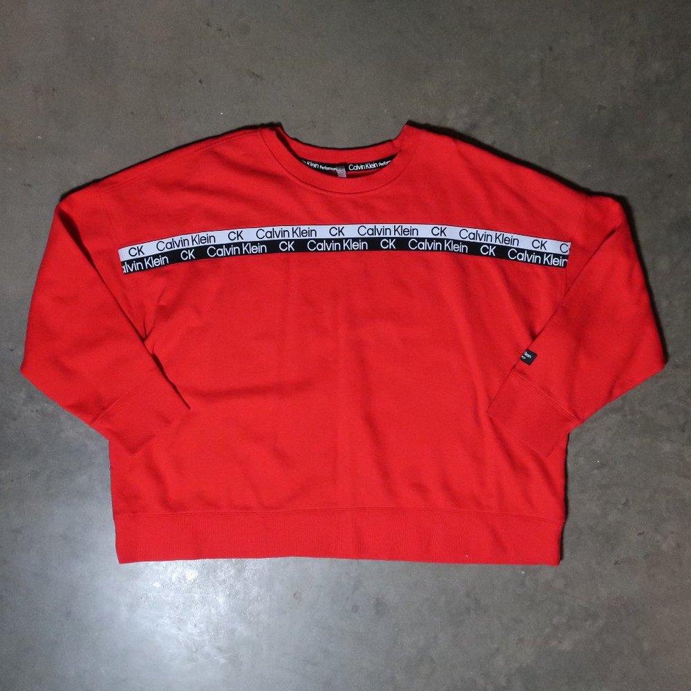 Calvin Klein. Women's 3X-Large. Sweatshirt. Red w/ Black & White.